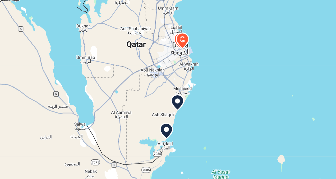 Tour route map for Evening Desert Safari